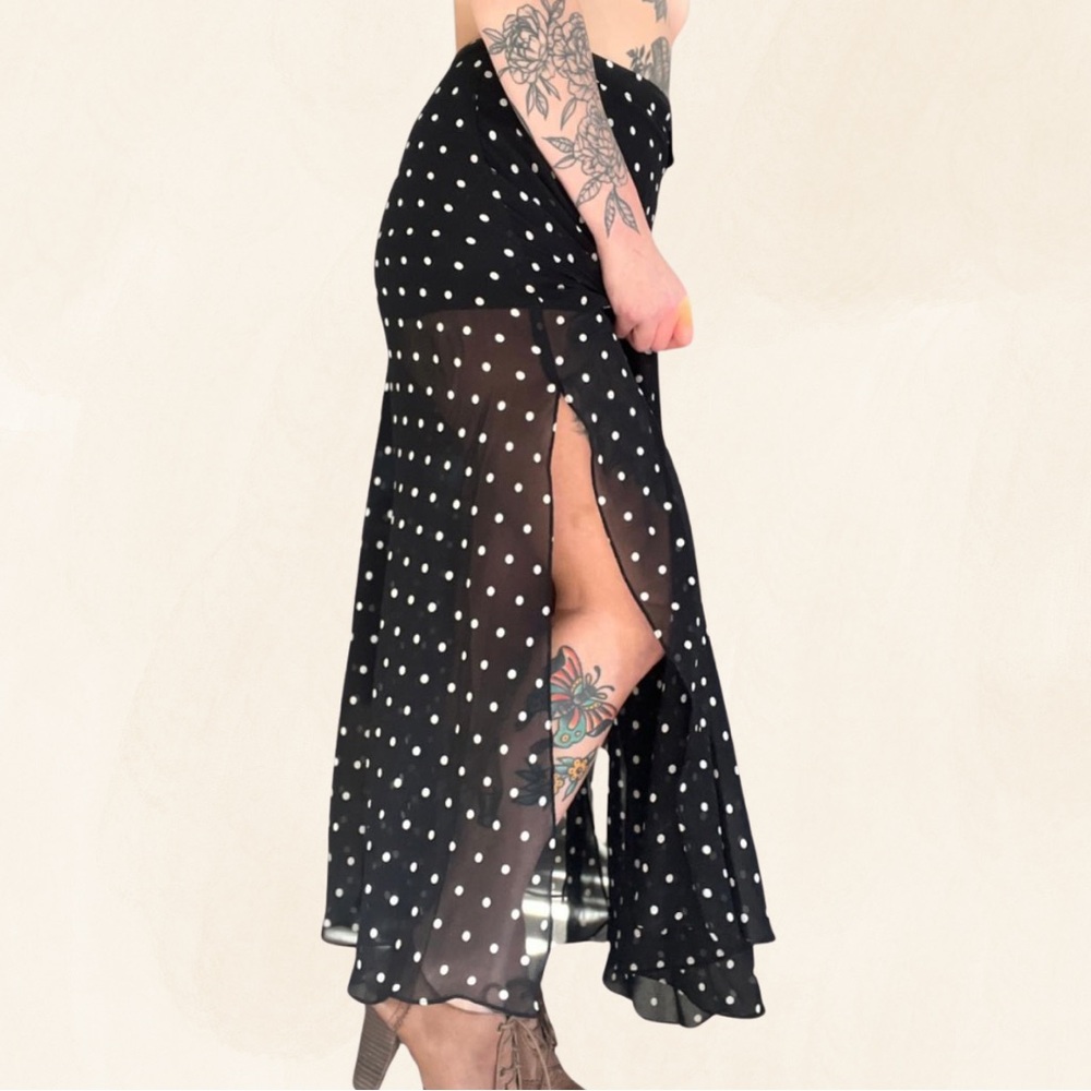 Forever 21 Black A-Line Maxi Skirt with Asymmetrical Slit Retro Vintage Size Sma
